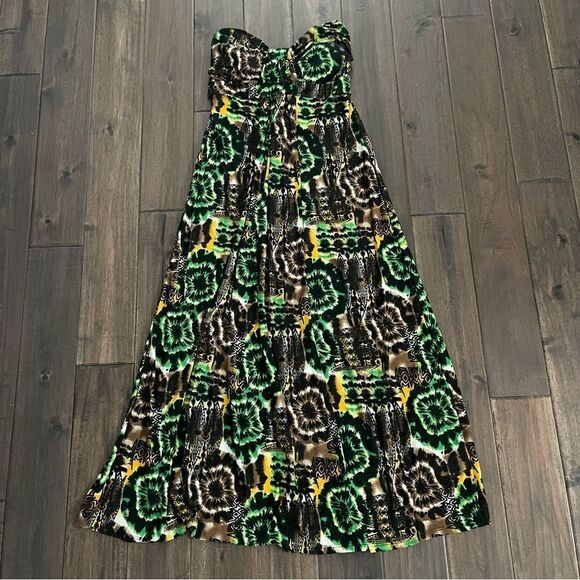 Carrie Allen Strapless Colorful Patterned Maxi Dress M - Picture 1 of 8